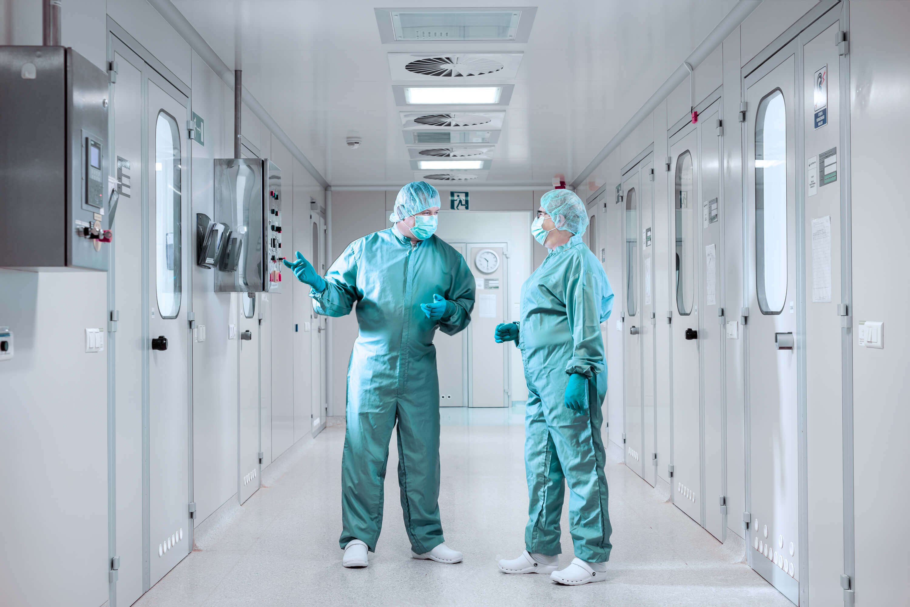 Employees in the plant's hall