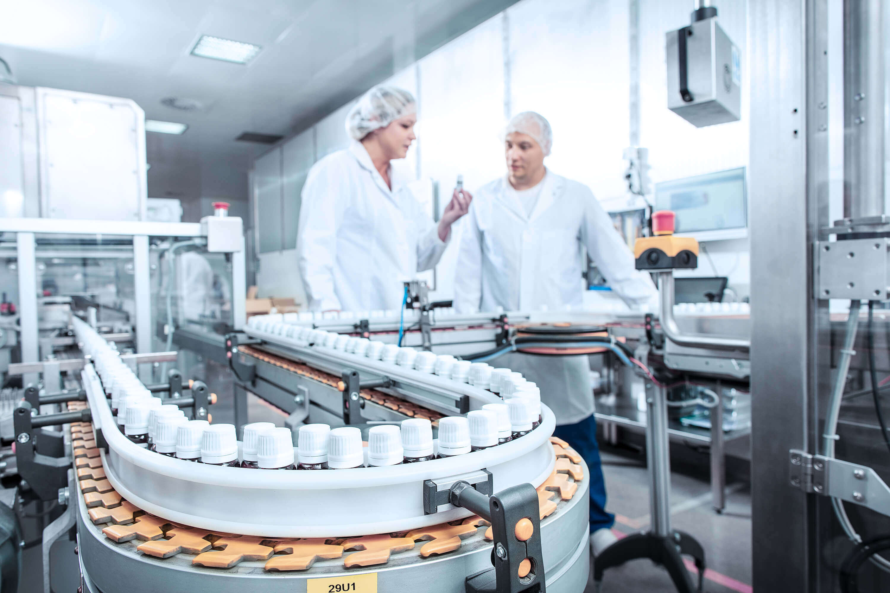 Workers at the machine