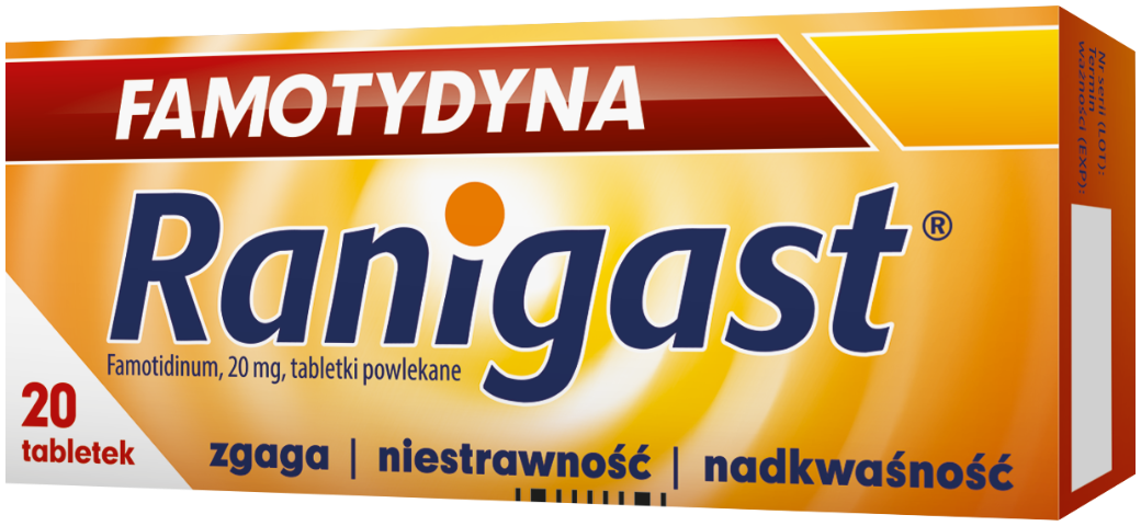 Famotydyna Ranigast 20 mg x 20 tabl. powl.