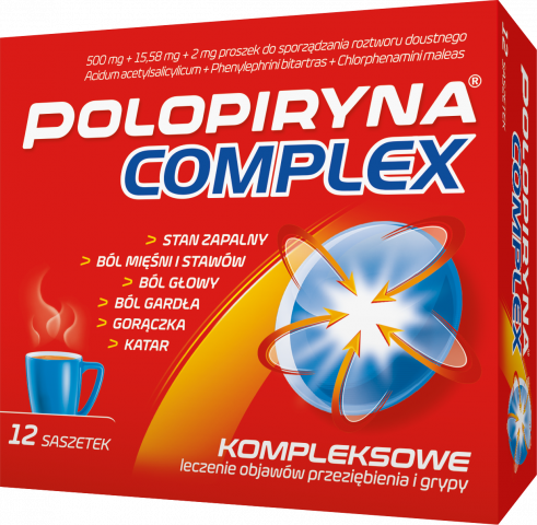 Polopiryna Complex proszek do sporz. rozt. doust. (500mg + 2 mg + 15,58 mg) x 12 sasz.